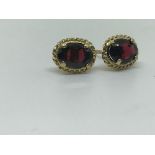 9ct yellow gold garnet earrings