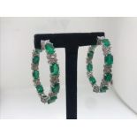 18ct white gold emerald and diamond earrings