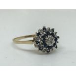 9ct yellow gold sapphire and diamond ring