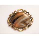 Gilt framed agate brooch