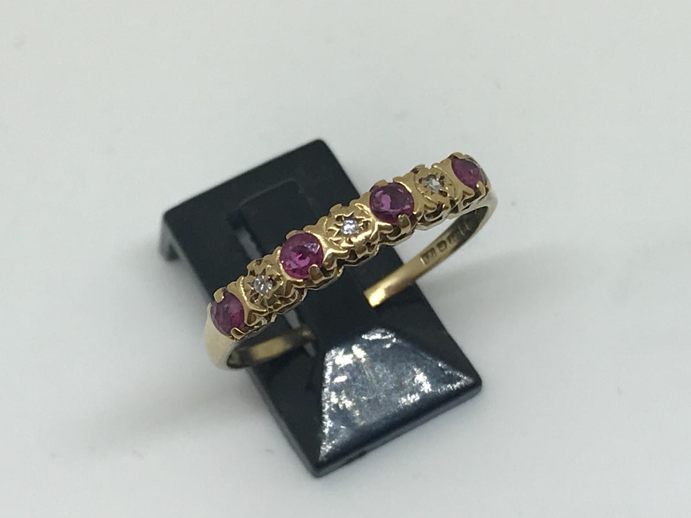 9ct yellow gold ruby and diamond ring - Image 2 of 2