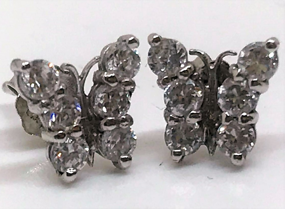 9ct white gold butterfly earrings