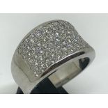 18ct white gold diamond pave set ring
