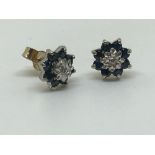 9ct yellow gold sapphire and diamond earrings