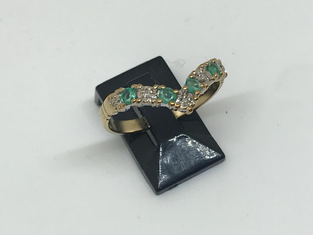 9ct yellow gold emerald and diamond ring - Image 2 of 2