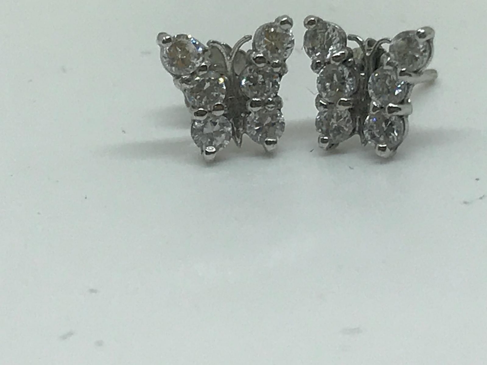 9ct white gold butterfly earrings - Image 2 of 2