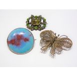 Three ladies brooches incl Ruskin