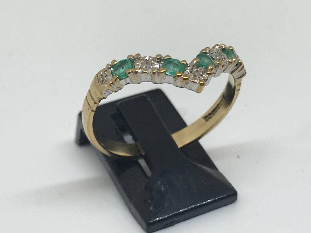 9ct yellow gold emerald and diamond ring