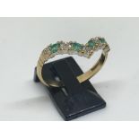 9ct yellow gold emerald and diamond ring