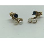 9ct pearl and sapphire earrings