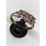 9ct gold pink sapphire / diamond ring