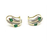 18ct gold emerald and diamond Omega earrings