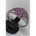 9ct gold pink sapphire / diamond ring