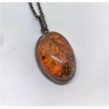 Silver amber necklace