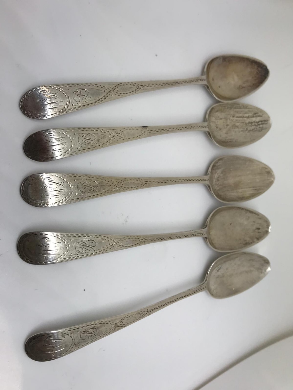 Set of 5 silver teaspoons