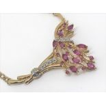 9ct gold ruby and diamond set necklace