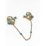 18ct gold pearl and turquoise brooch