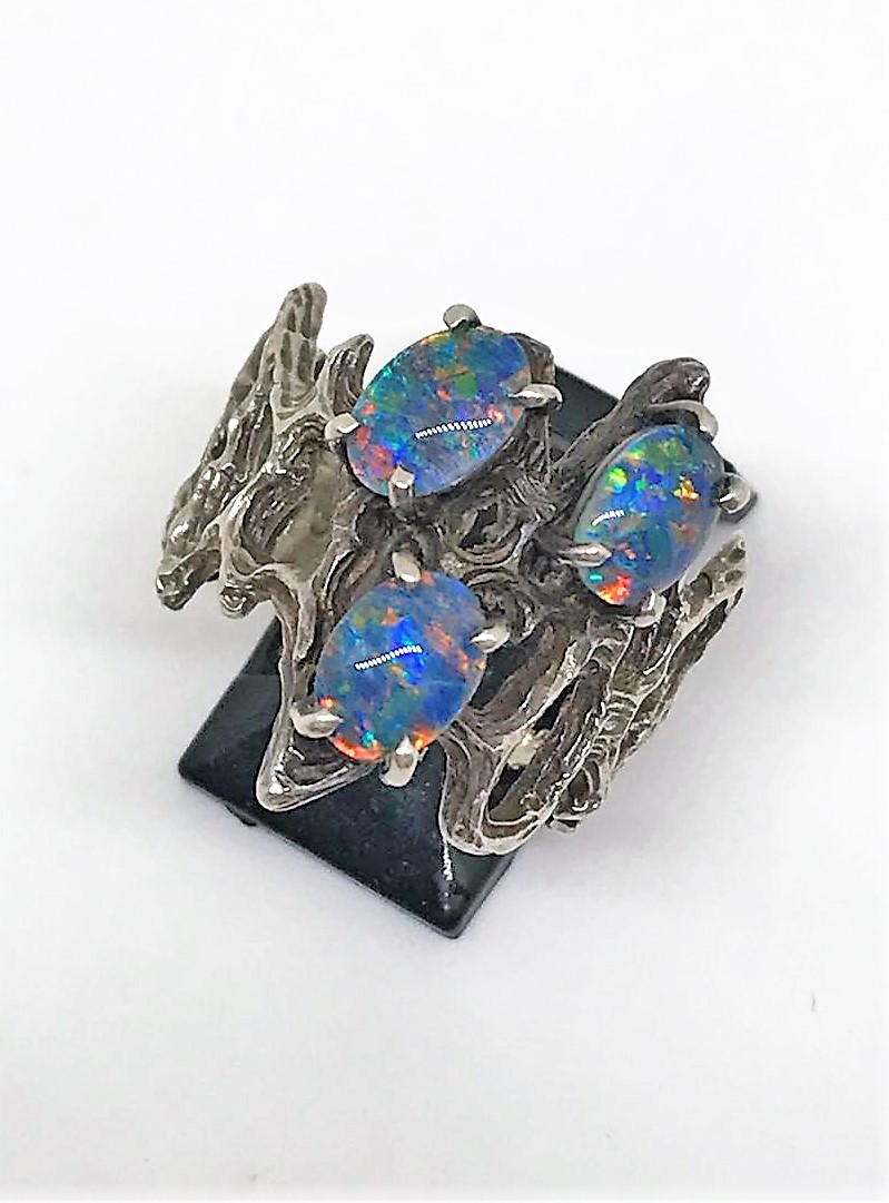 Silver opal triplet ring - Image 3 of 3