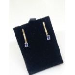 9ct tanzanite / diamond drop earrings