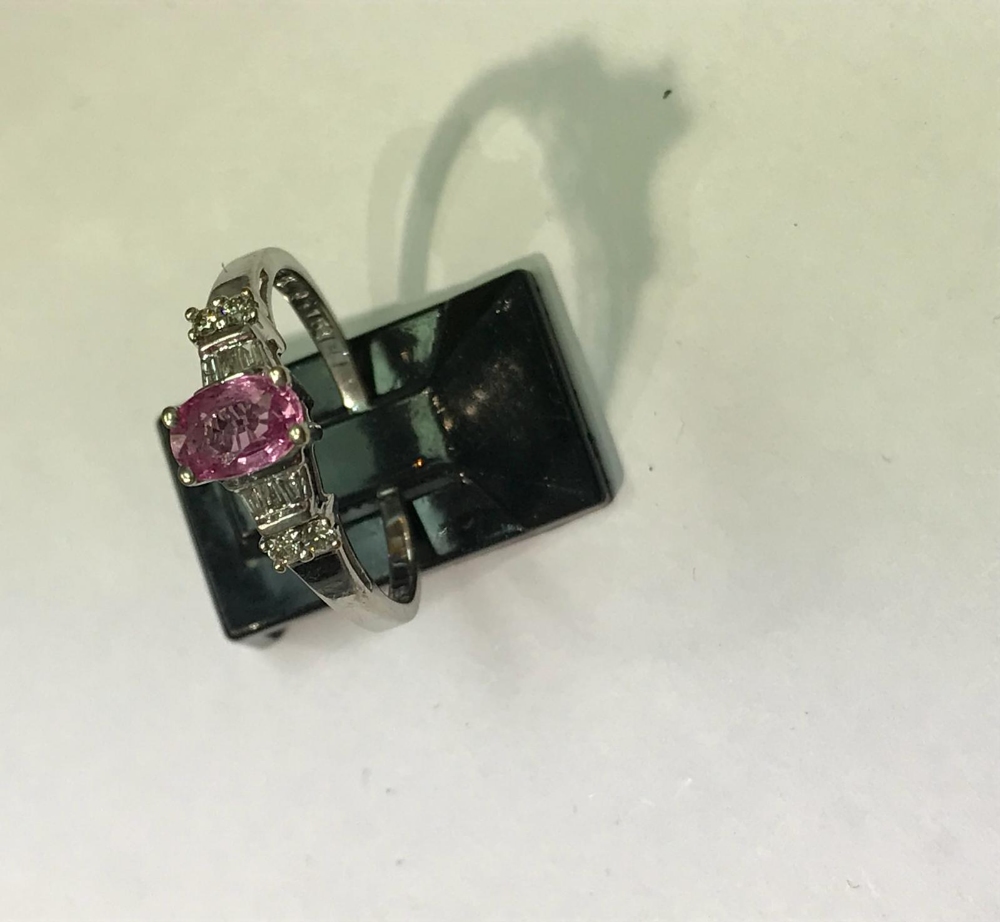 9ct gold pink sapphire and diamond ring - Image 2 of 3