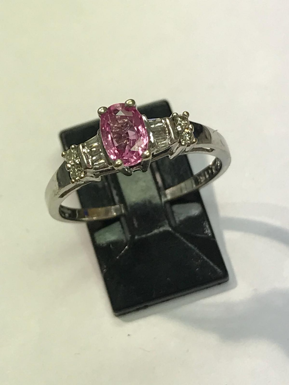 9ct gold pink sapphire and diamond ring