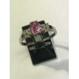 9ct gold pink sapphire and diamond ring