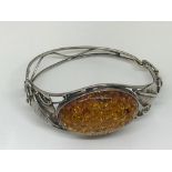 Silver amber set bangle