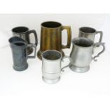 Small collection of pewter tankards