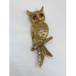 9ct gold owl brooch