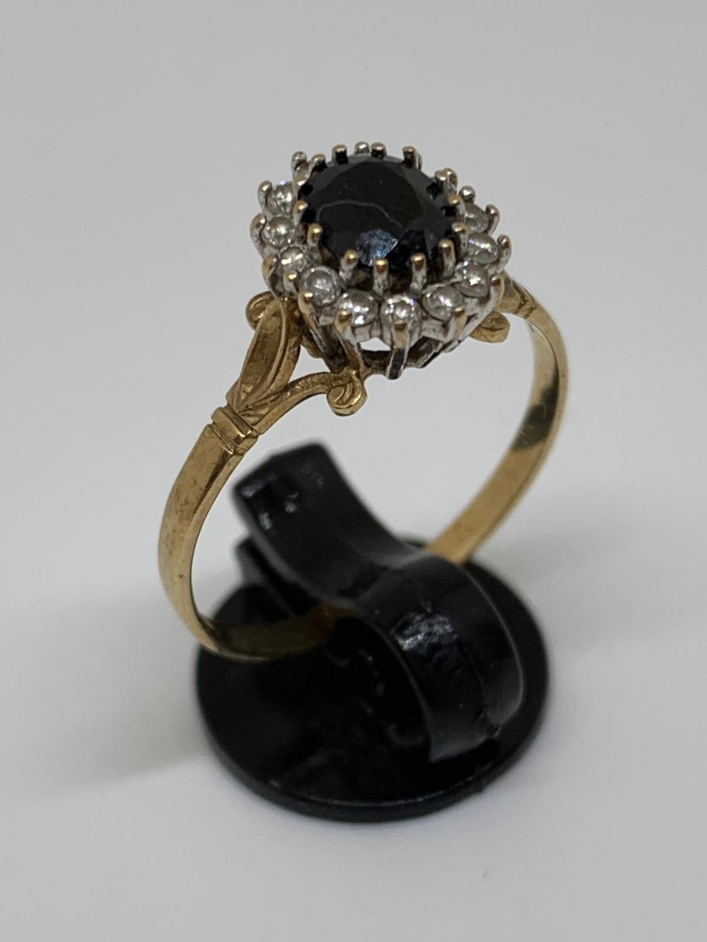 9ct gold sapphire and CZ ring