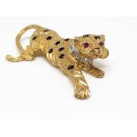 9ct gold leopard brooch