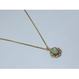 9ct gold opal pendant and chain