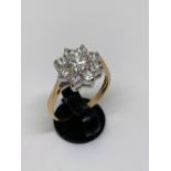9ct gold CZ cluster ring