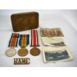 WW1 medal group and Christmas ration tin