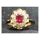18ct gold diamond and ruby ring