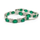 18ct gold emerald and diamond hoop earrings