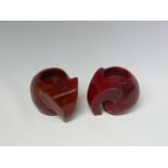Pair of Indian red soapstone carved elephant tea light holders