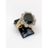 9ct gold sapphire and diamond cluster ring