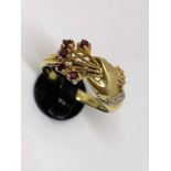 14ct gold ruby and diamond ring