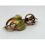 9ct gold and silver brooch