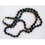 Vintage black glass faceted beads necklace
