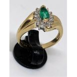 14ct gold emerald and diamond ring