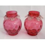 Pair Victorian cranberry glass vases