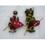 Vintage beaded felt dolls