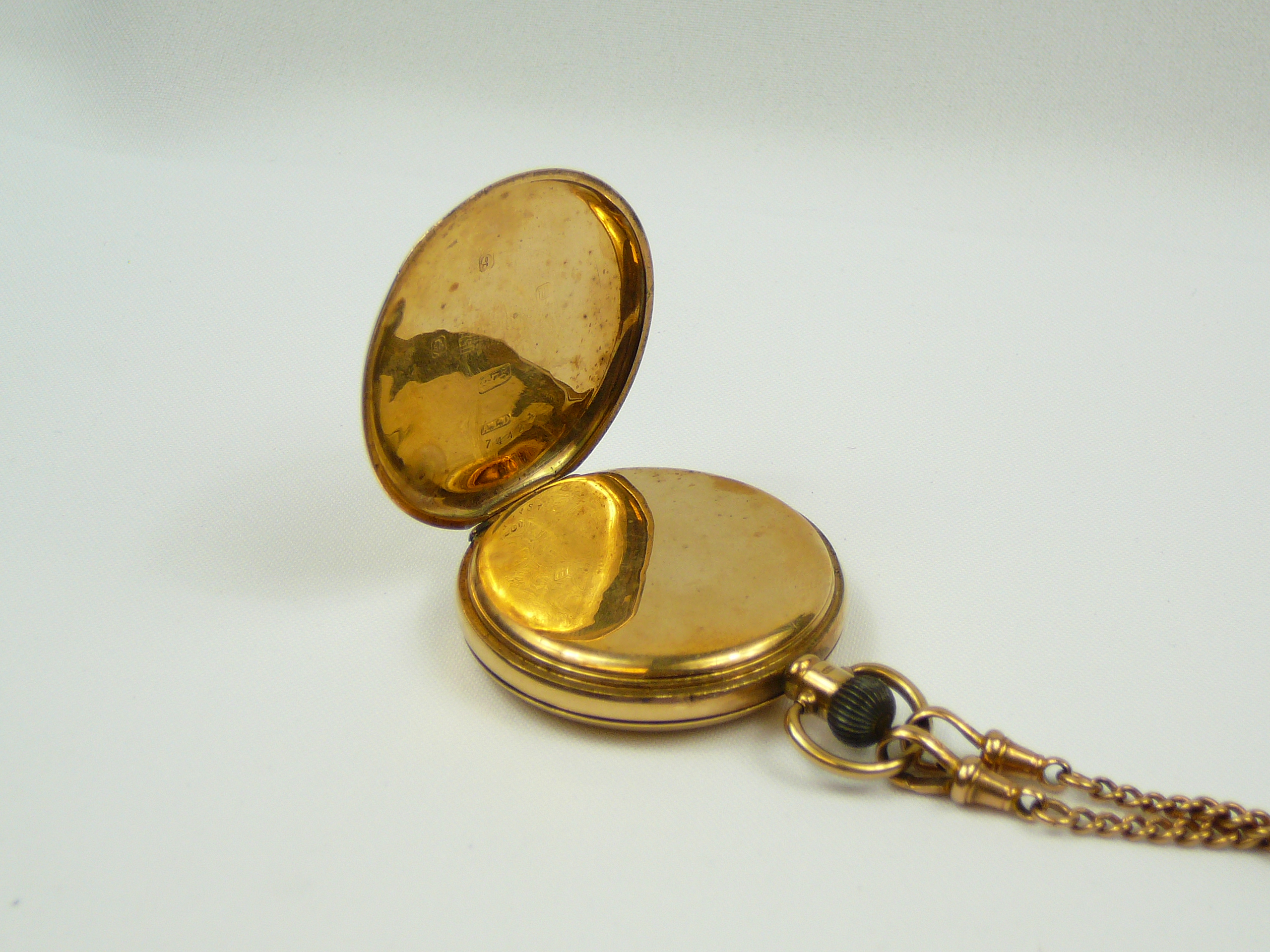 Gents gold pocket watch and chain - Image 5 of 10