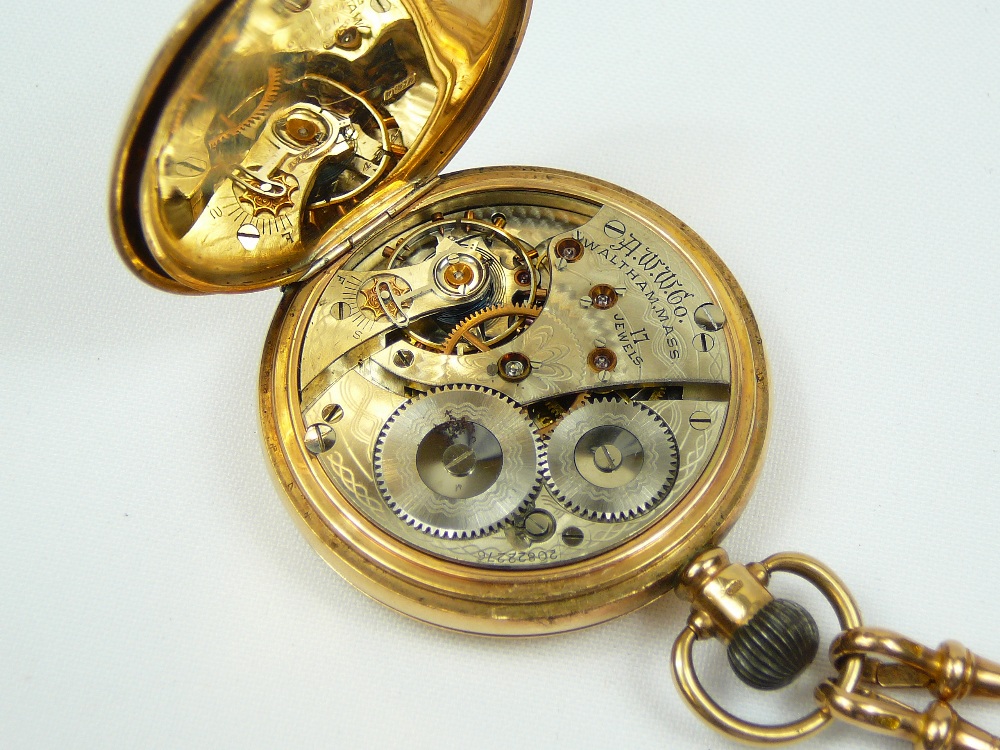 Gents gold pocket watch and chain - Image 8 of 10