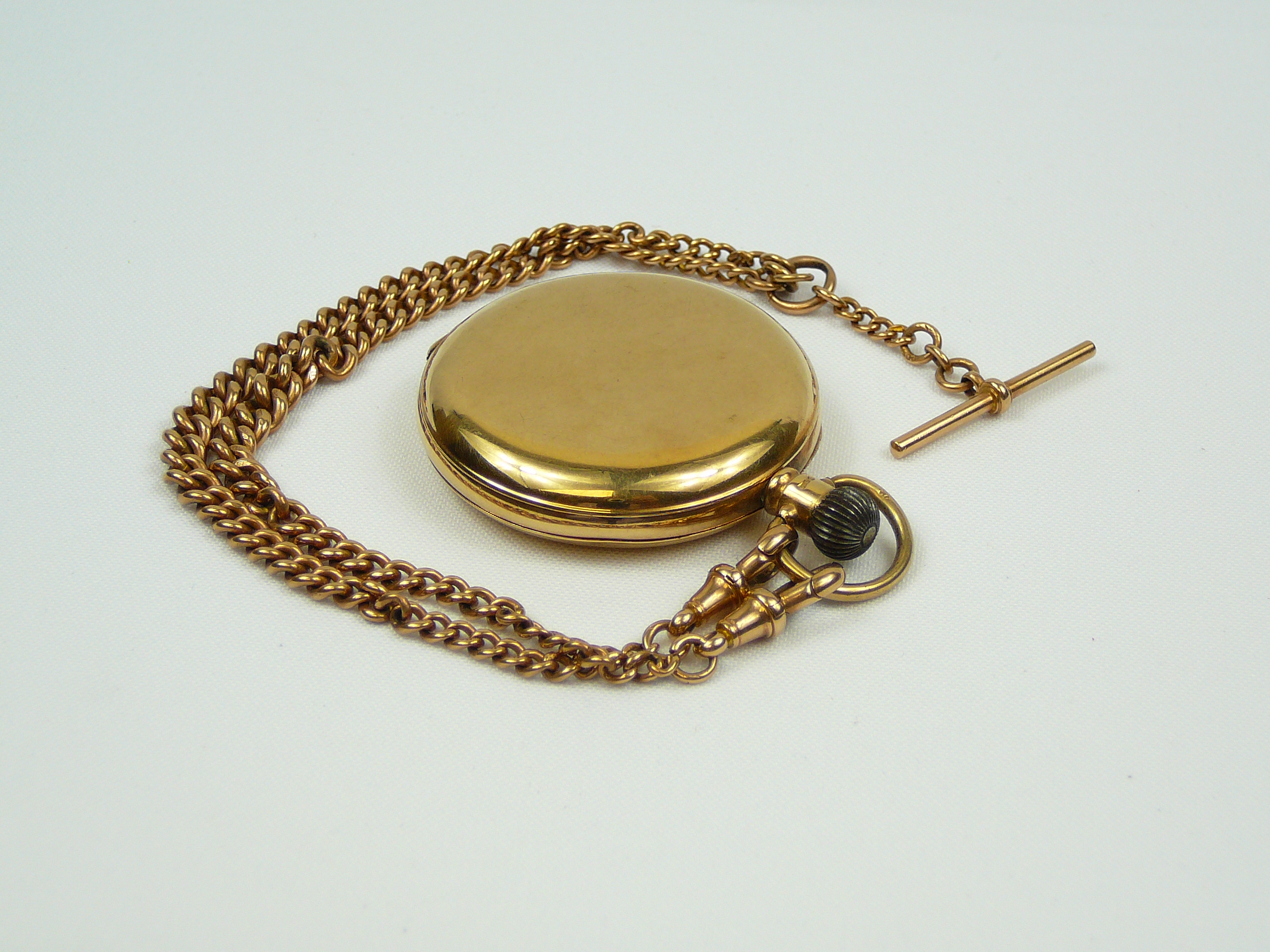Gents gold pocket watch and chain - Image 3 of 10