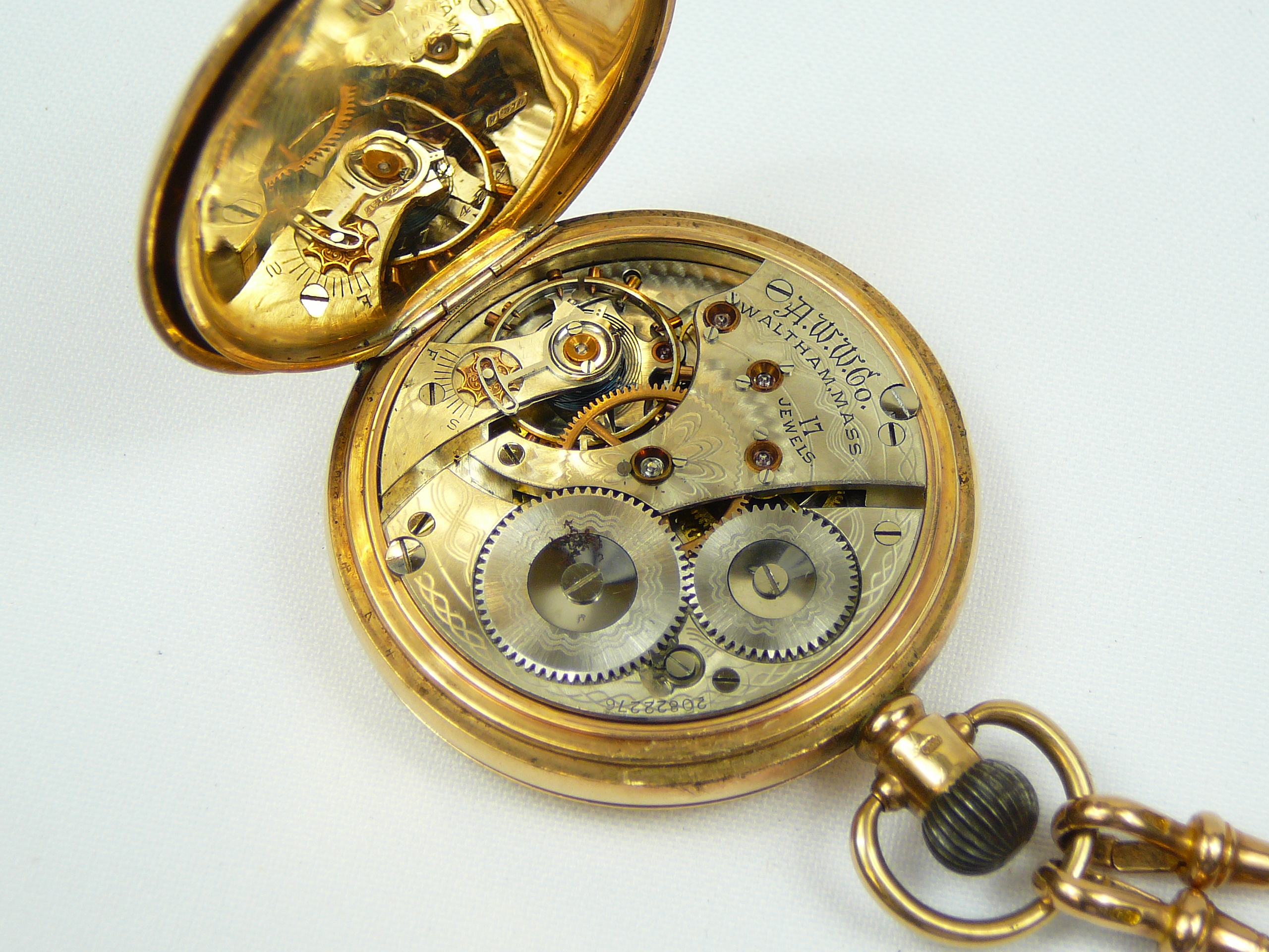 Gents gold pocket watch and chain - Image 7 of 10