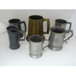 Small collection of pewter tankards