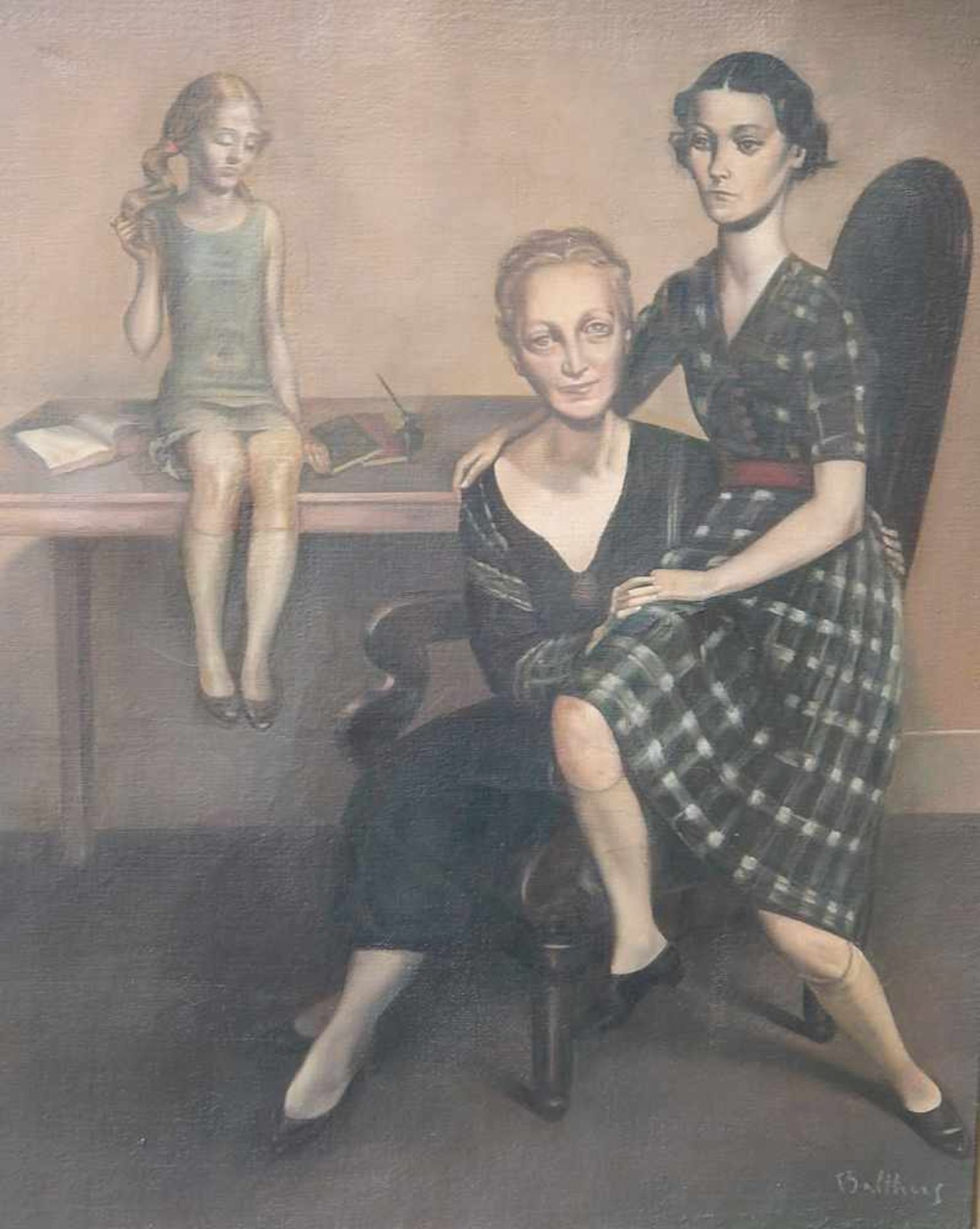 "Großmutter, Mutter und Kind", Öl auf Leinwand, signiert Balthus, Kopie des 20.Jahrhunderts,